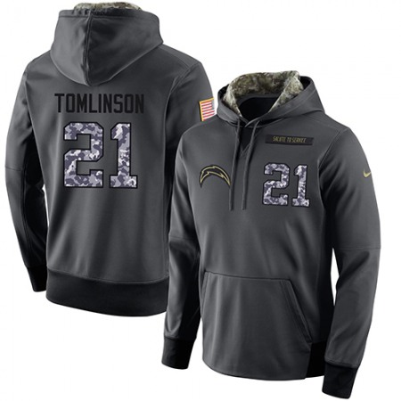 NFL Men's San Diego Chargers #21 LaDainian Tomlinson Stitched Black Anthracite Salute to Service Player Performance Hoodie
