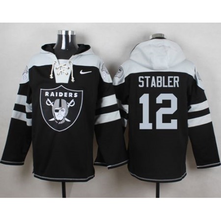 Raiders #12 Kenny Stabler Black Player Pullover NFL Hoodie