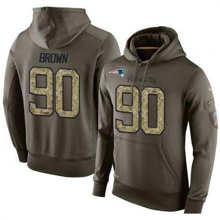 NFL Men's New England Patriots #90 Malcom Brown Stitched Green Olive Salute To Service KO Performance Hoodie