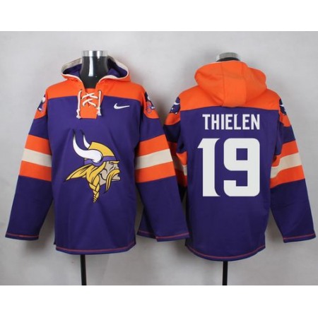 Nike Vikings #19 Adam Thielen Purple Player Pullover NFL Hoodie