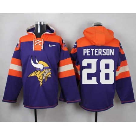 Vikings #28 Adrian Peterson Purple Player Pullover NFL Hoodie