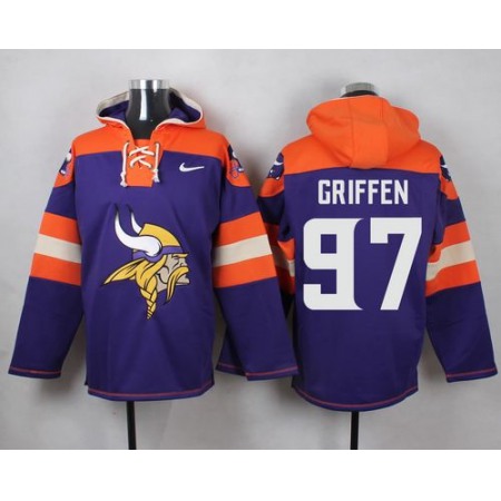 Vikings #97 Everson Griffen Purple Player Pullover NFL Hoodie