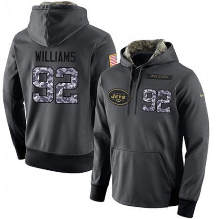 NFL Men's New York Jets #92 Leonard Williams Stitched Black Anthracite Salute to Service Player Performance Hoodie