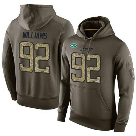 NFL Men's New York Jets #92 Leonard Williams Stitched Green Olive Salute To Service KO Performance Hoodie