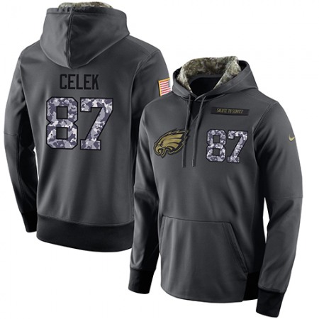NFL Men's Philadelphia Eagles #87 Brent Celek Stitched Black Anthracite Salute to Service Player Performance Hoodie