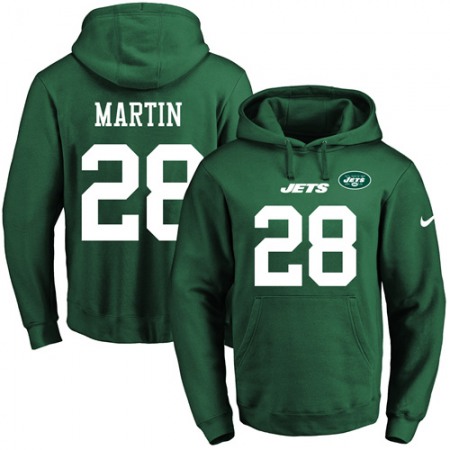 Jets #28 Curtis Martin Green Name & Number Pullover NFL Hoodie