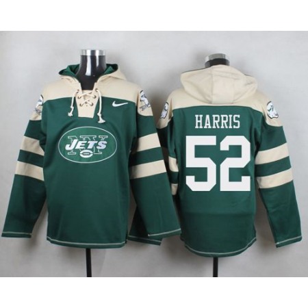 Jets #52 David Harris Green Player Pullover NFL Hoodie