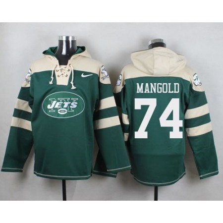 Jets #74 Nick Mangold Green Player Pullover NFL Hoodie