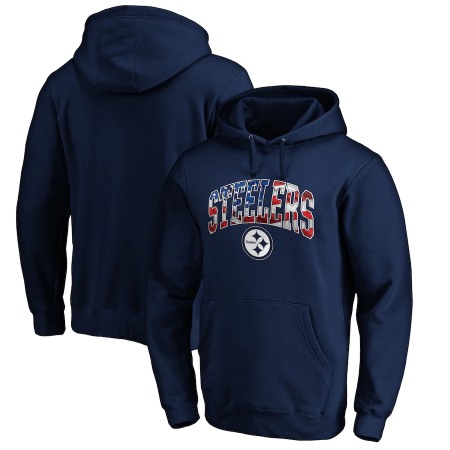 Men's Pittsburgh Steelers Navy Banner Wave Pullover Hoodie