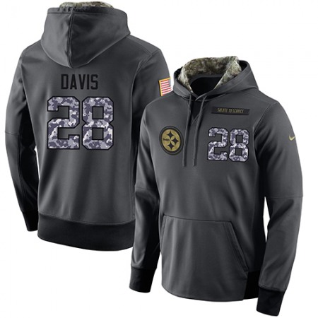 NFL Men's Pittsburgh Steelers #28 Sean Davis Stitched Black Anthracite Salute to Service Player Performance Hoodie