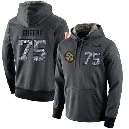 NFL Men's Pittsburgh Steelers #75 Joe Greene Stitched Black Anthracite Salute to Service Player Performance Hoodie