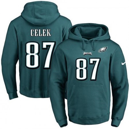 Eagles #87 Brent Celek Midnight Green Name & Number Pullover NFL Hoodie