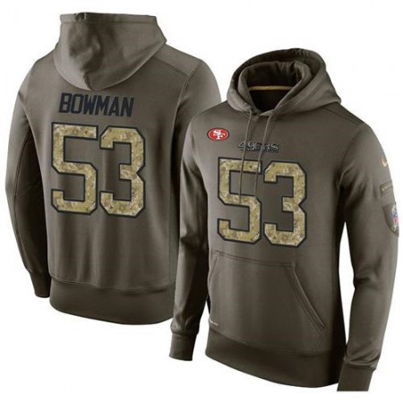 NFL Men's San Francisco 49ers #53 NaVorro Bowman Stitched Green Olive Salute To Service KO Performance Hoodie