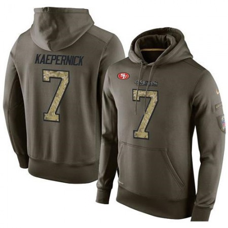 NFL Men's San Francisco 49ers #7 Colin Kaepernick Stitched Green Olive Salute To Service KO Performance Hoodie