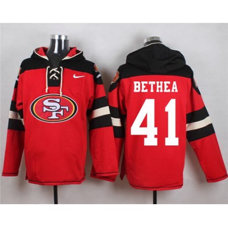 49ers #41 Antoine Bethea Red Player Pullover NFL Hoodie