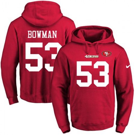 49ers #53 NaVorro Bowman Red Name & Number Pullover NFL Hoodie