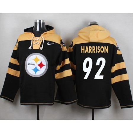 Steelers #92 James Harrison Black Player Pullover NFL Hoodie