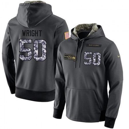 NFL Men's Seattle Seahawks #50 K.J. Wright Stitched Black Anthracite Salute to Service Player Performance Hoodie