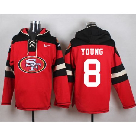 49ers #8 Steve Young Red Player Pullover NFL Hoodie