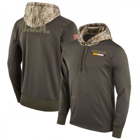 Men's Washington Redskins Olive Salute to Service Sideline Therma Pullover Hoodie