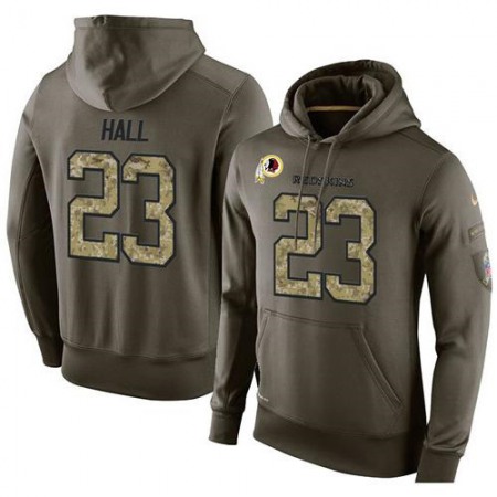 NFL Men's Washington Redskins #23 DeAngelo Hall Stitched Green Olive Salute To Service KO Performance Hoodie