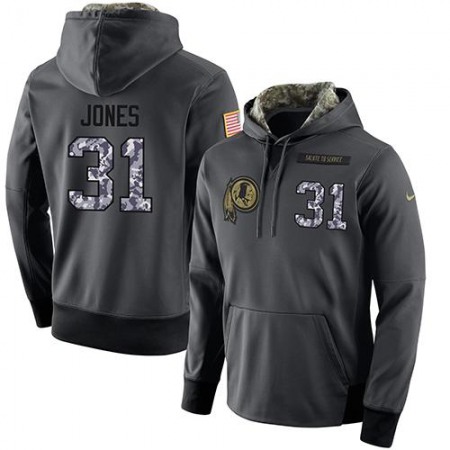 NFL Men's Washington Redskins #31 Matt Jones Stitched Black Anthracite Salute to Service Player Performance Hoodie