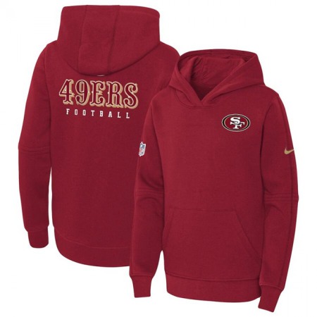 Youth San Francisco 49ers Red Sideline Club Fleece Pullover Hoodie