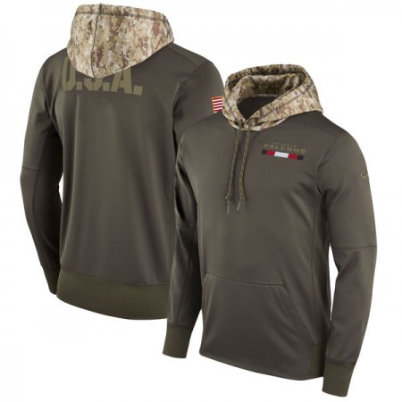 Men's Atlanta Falcons Olive Salute to Service Sideline Therma Pullover Hoodie