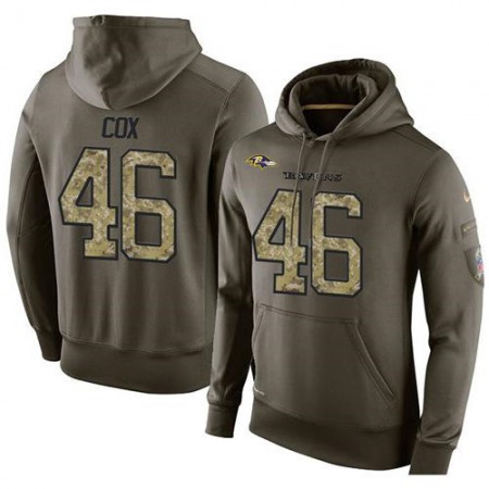 NFL Men's Baltimore Ravens #46 Morgan Cox Stitched Green Olive Salute To Service KO Performance Hoodie