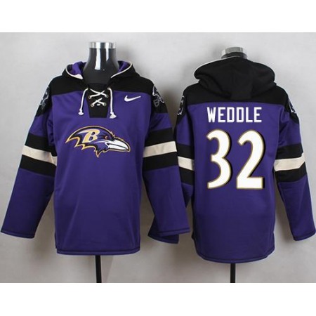 Ravens #32 Eric Weddle Purple Player Pullover NFL Hoodie