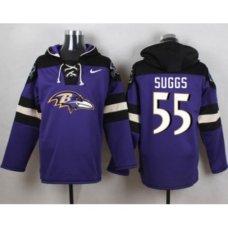 Ravens #55 Terrell Suggs Purple Player Pullover NFL Hoodie