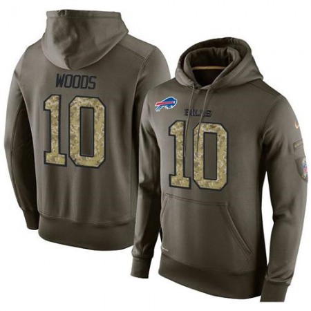 NFL Men's Buffalo Bills #10 Robert Woods Stitched Green Olive Salute To Service KO Performance Hoodie