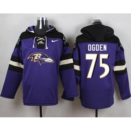 Ravens #75 Jonathan Ogden Purple Player Pullover NFL Hoodie