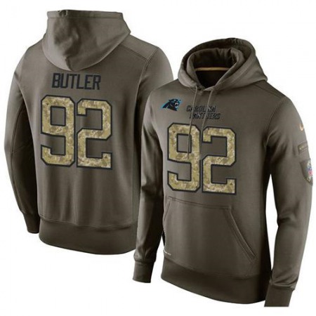 NFL Men's Carolina Panthers #92 Vernon Butler Stitched Green Olive Salute To Service KO Performance Hoodie