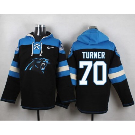 Panthers #70 Trai Turner Black Player Pullover NFL Hoodie