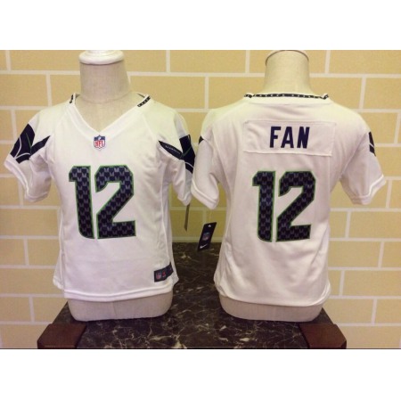 Toddler Seattle Seahawks #12 Fan White Stitched NFL Jersey