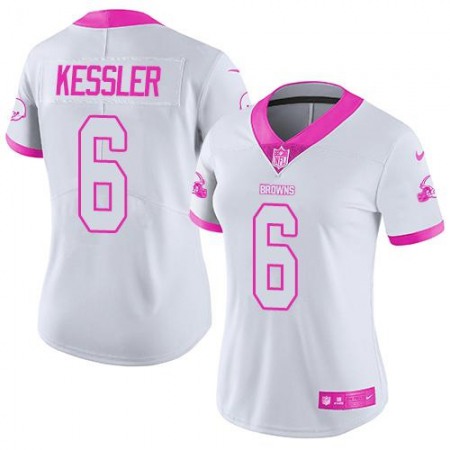 Browns #6 Cody Kessler White/Pink Women's Stitched NFL Limited Rush Fashion Jersey