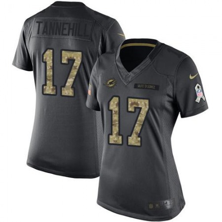 Dolphins #17 Ryan Tannehill Black Women's Stitched NFL Limited 2016 Salute to Service Jersey