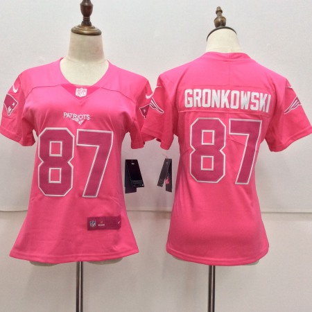 Women's New England Patriots #87 Rob Gronkowski Pink Limited Rush Fashion Stitched NFL Jersey