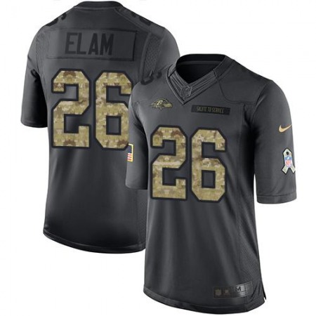 Ravens #26 Matt Elam Black Men's Stitched NFL Limited 2016 Salute to Service Jersey