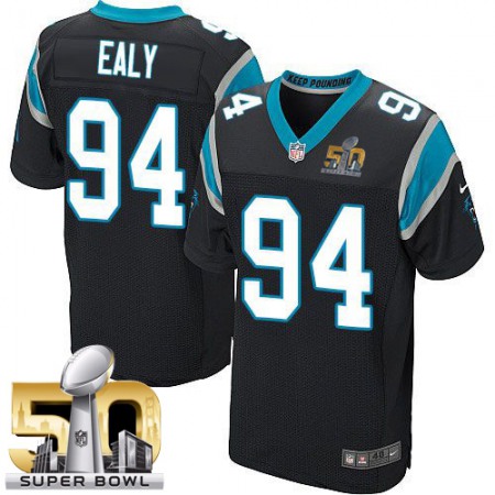 Panthers #94 Kony Ealy Black Team Color Super Bowl 50 Men's Stitched NFL Elite Jersey