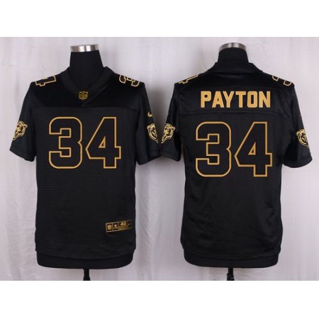 Bears #34 Walter Payton Black Men's Stitched NFL Elite Pro Line Gold Collection Jersey