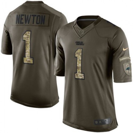 Panthers #1 Cam Newton Green Men's Stitched NFL Limited Salute to Service Jersey