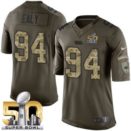 Panthers #94 Kony Ealy Green Super Bowl 50 Men's Stitched NFL Limited Salute to Service Jersey