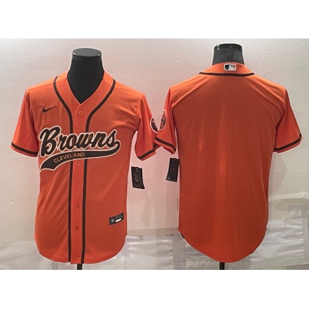 Men's Cleveland Browns Blank Orange Stitched Jersey