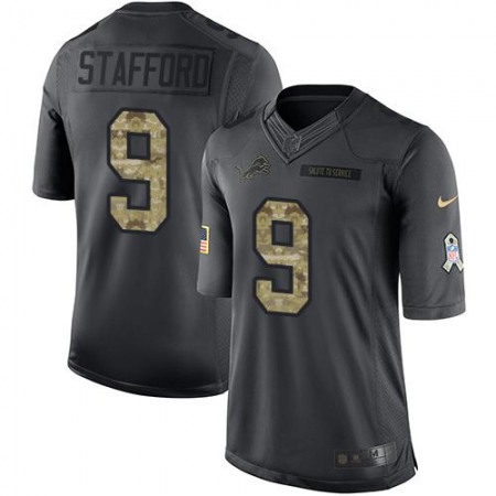 Lions #9 Matthew Stafford Black Men's Stitched NFL Limited 2016 Salute To Service Jersey