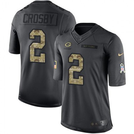 Packers #2 Mason Crosby Black Men's Stitched NFL Limited 2016 Salute To Service Jersey
