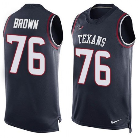 Texans #76 Duane Brown Navy Blue Team Color Men's Stitched NFL Limited Tank Top Jersey