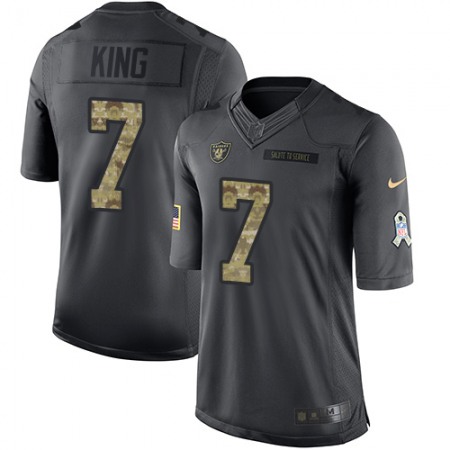Raiders #7 Marquette King Black Men's Stitched NFL Limited 2016 Salute To Service Jersey