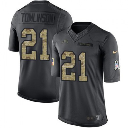 Chargers #21 LaDainian Tomlinson Black Men's Stitched NFL Limited 2016 Salute to Service Jersey